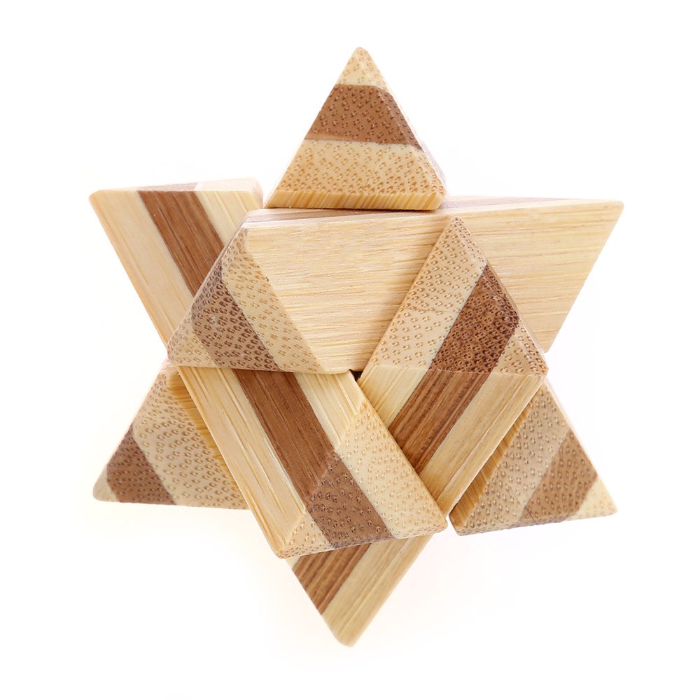 clear lacquer bamboo wooden star puzzle