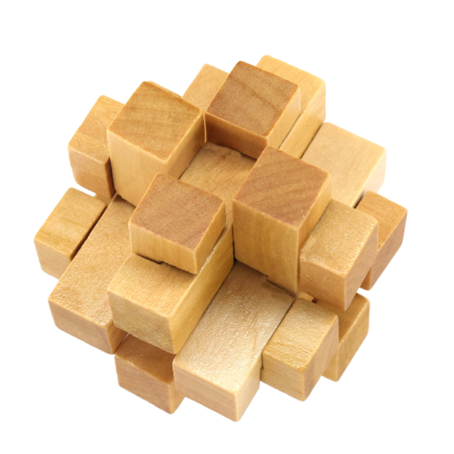 Wooden 3D Squares Cube - Puzzle from China
