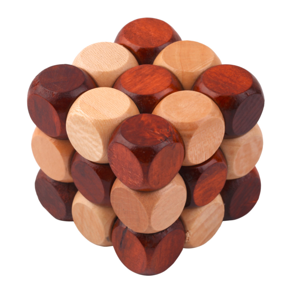 wooden chain cube brain teaser puzzle