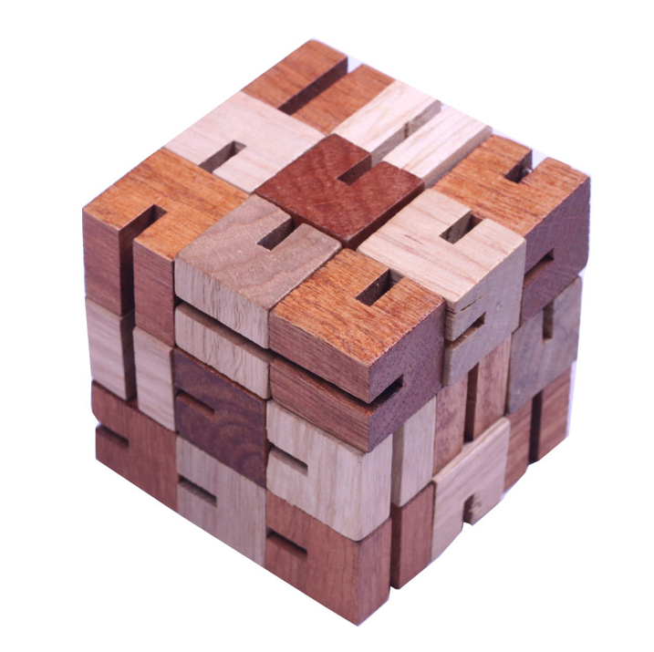 Cube puzzle made by solid wood
