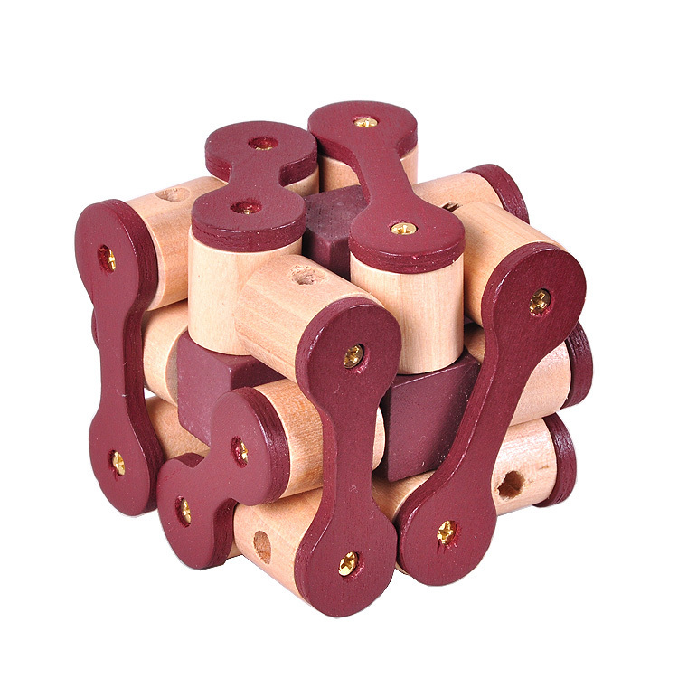 wooden brain teaser chain puzzle