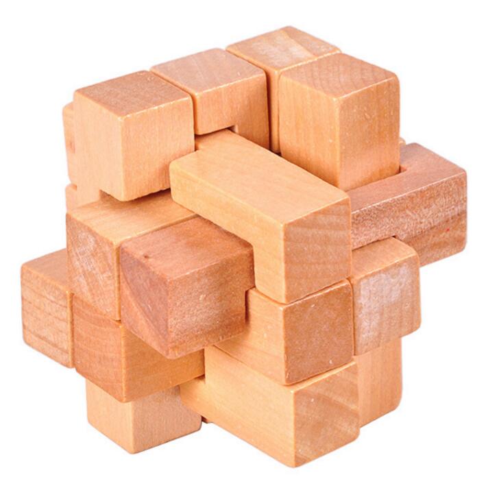 Natural Wooden Irregular Cube interlocked tabletop Puzzle