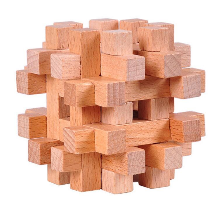 wooden burr puzzle for IQ test for school