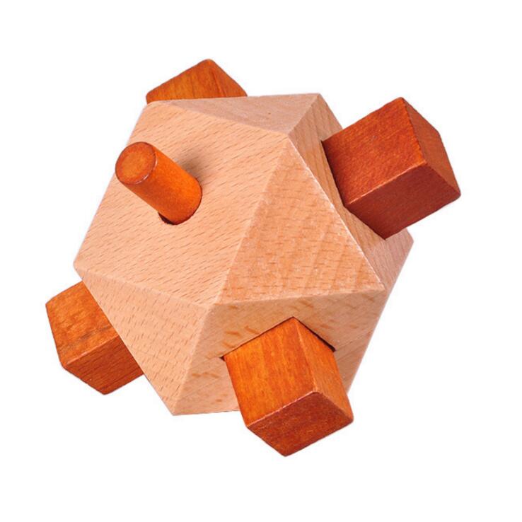 Colorful wooden landmine cube puzzle