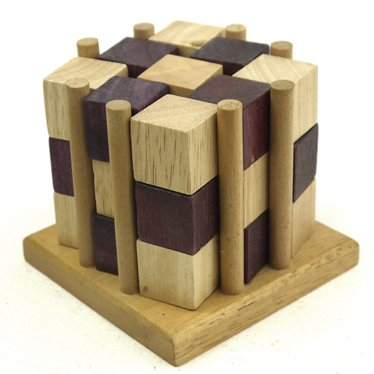 Bamboo Checkered Cubes Puzzle