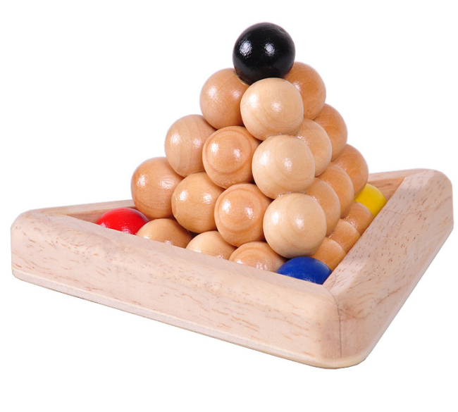 wooden pyramid puzzle set
