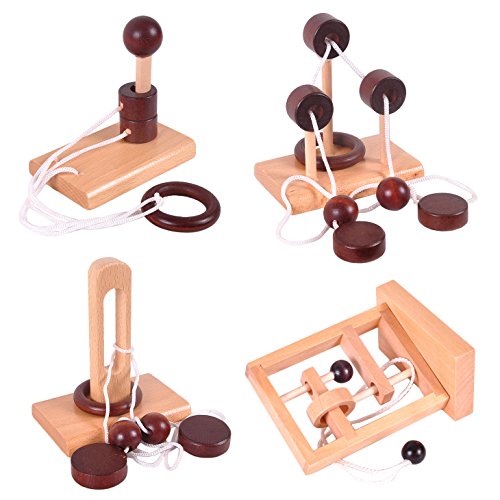 wooden rope puzzle set