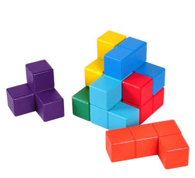 wooden IQ test cube puzzle