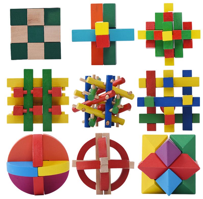 traditional wooden puzzle set