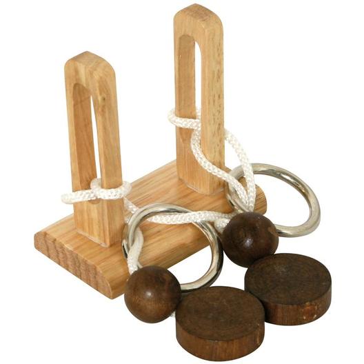 String Wooden Puzzle Brain Teaser Double Posts