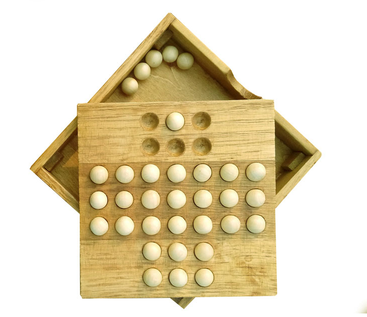 Wooden Marble Solitaire Game wooden brain teaser game