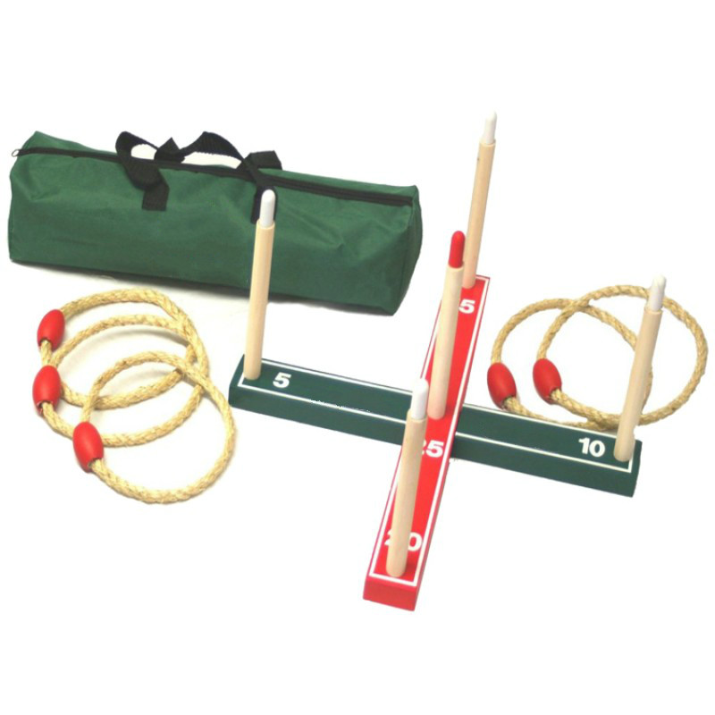 wooden quoits game set with bag
