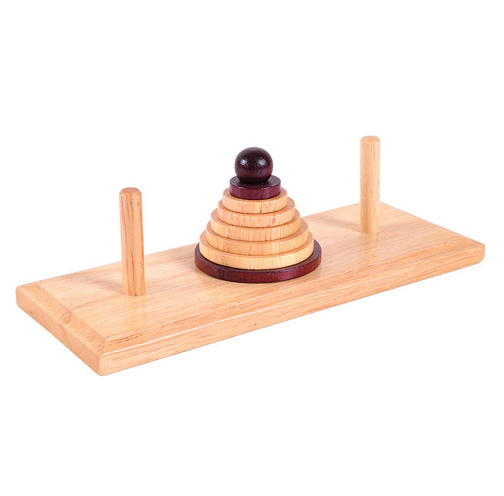 classical wooden hanoi tower puzzle