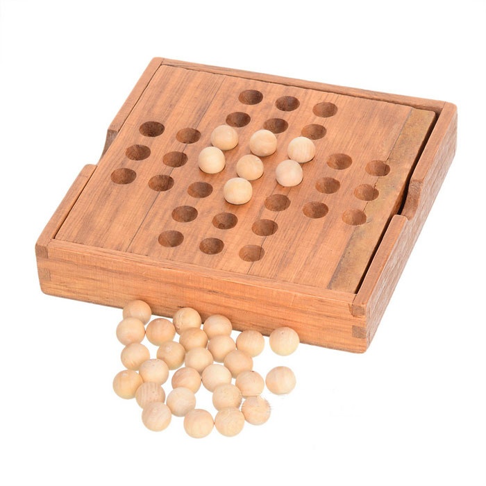 wooden solitaire game with box