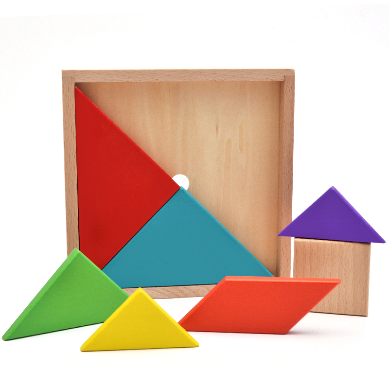 wooden tangram with box