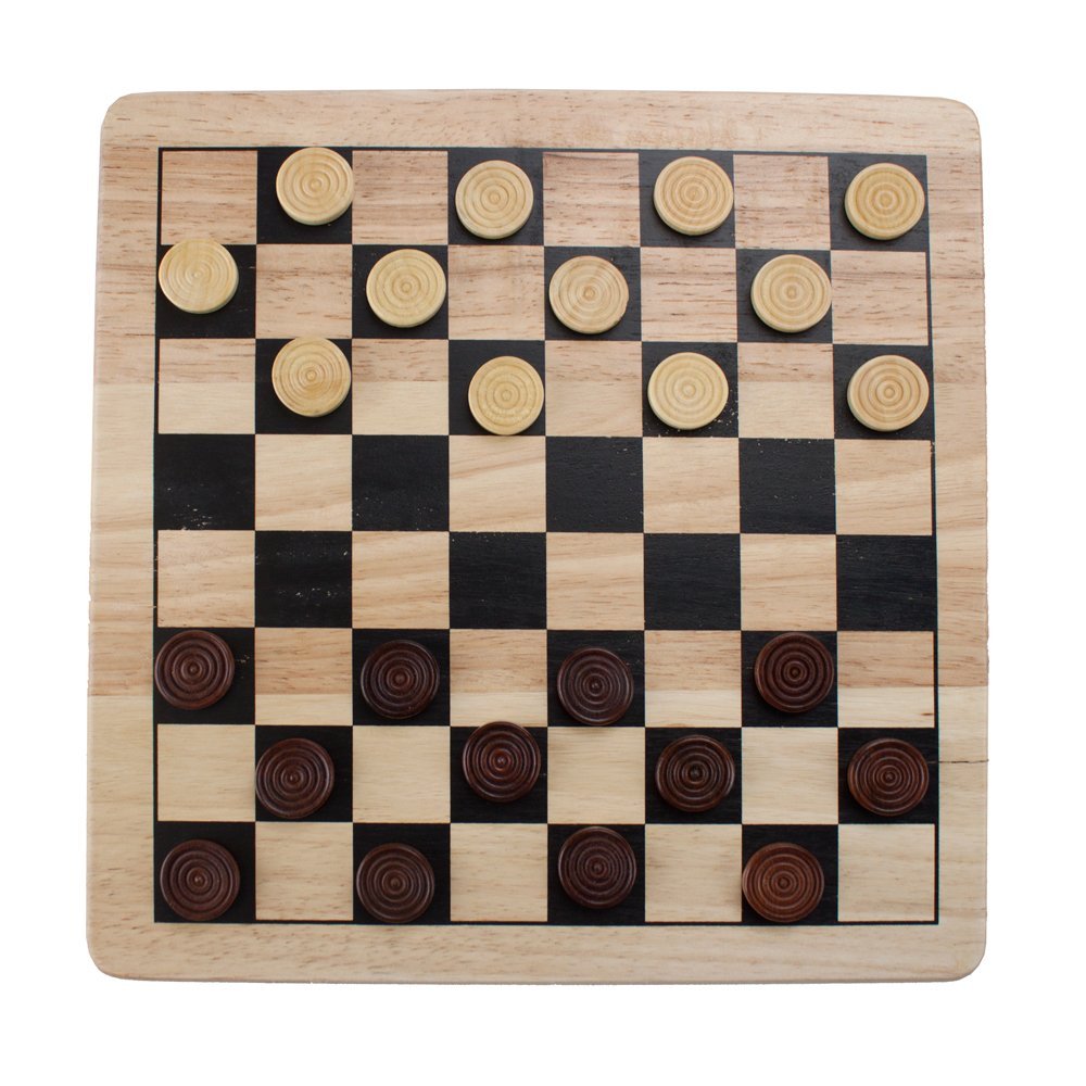wooden checkers game