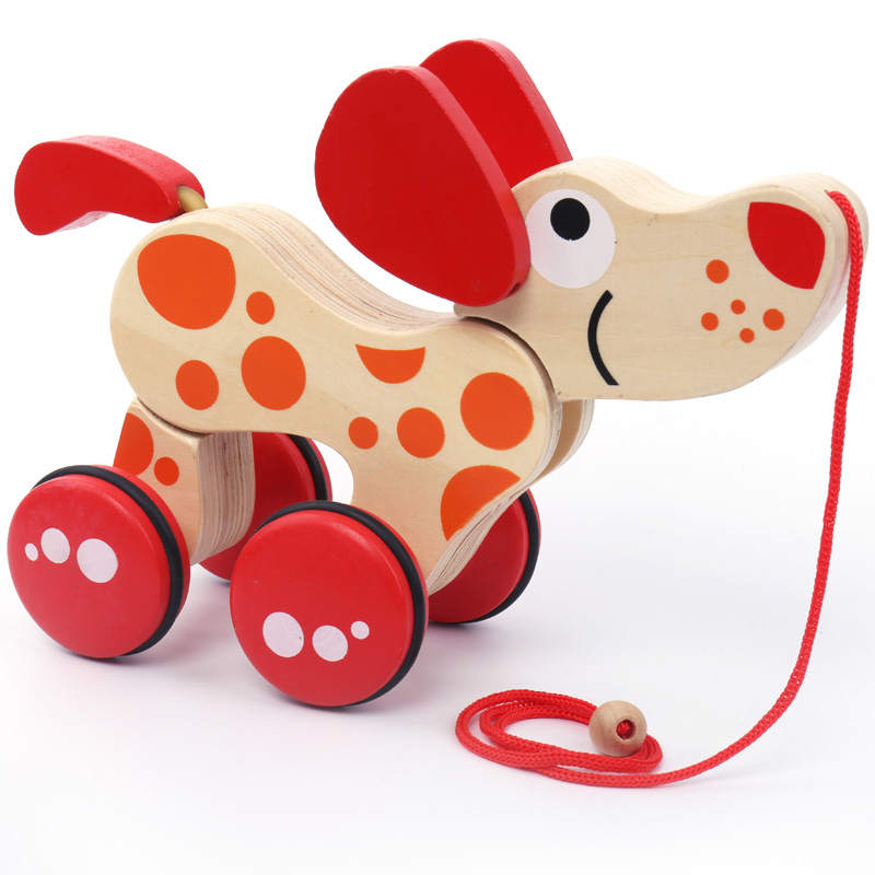 wooden pull along animal toy ----wooden baby pull toy