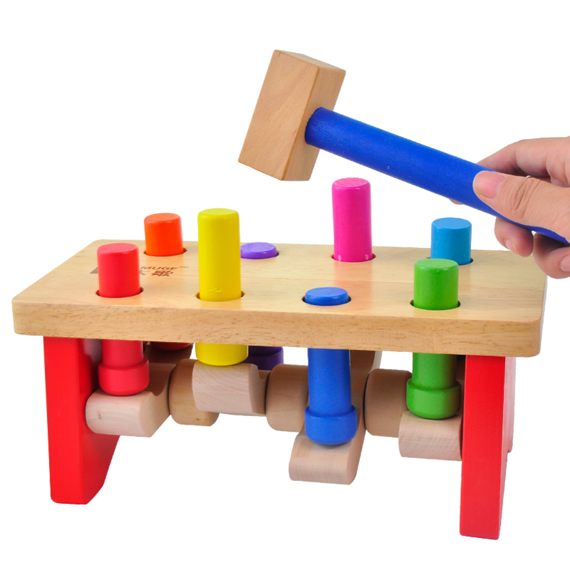 wooden pounding bench toy