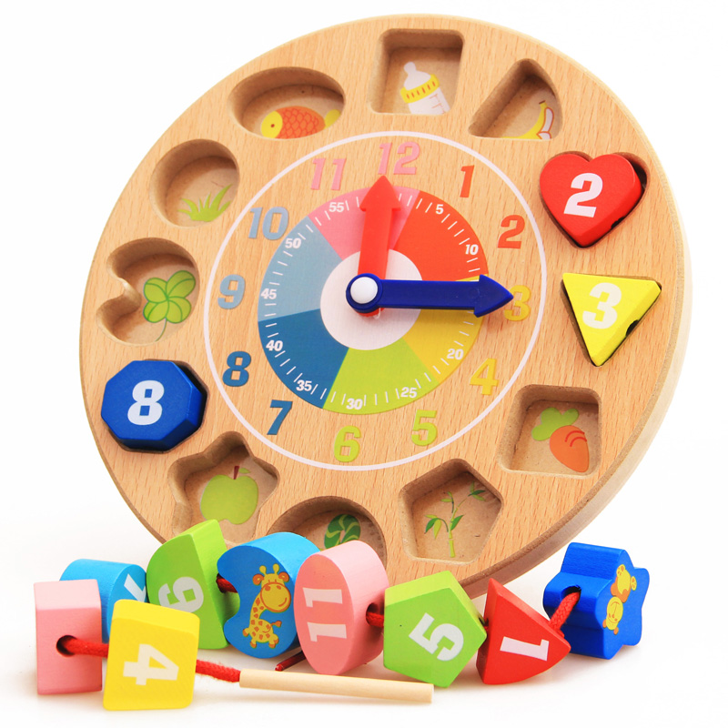 wooden kid preschool learn clock