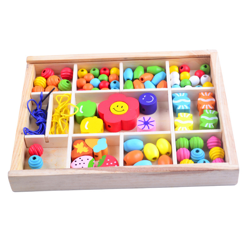 wooden hand play bead toy