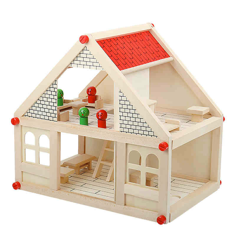 wooden children dollhouse