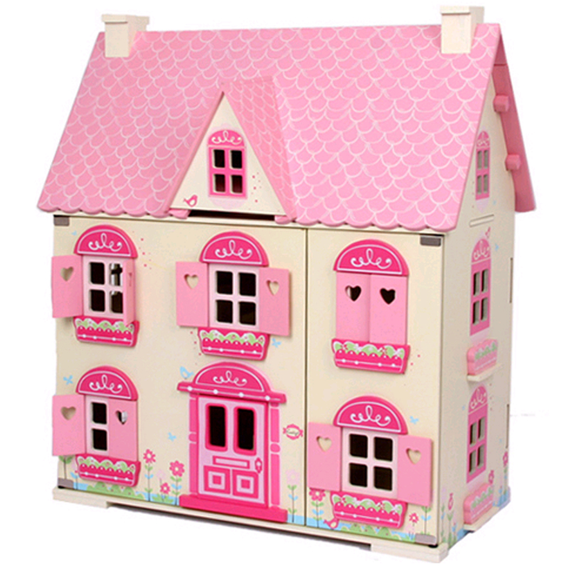 Дом кукол 4. Кукольный домик ELC. Деревянный кукольный домик. Кукольный домик розовый. Кукольный домик деревянный розовый.