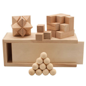 wooden natural wood puzzle set